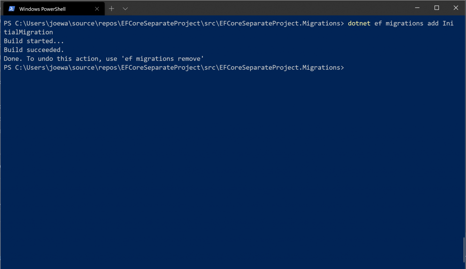 Separating EF Core Migrations | Joe Blogs